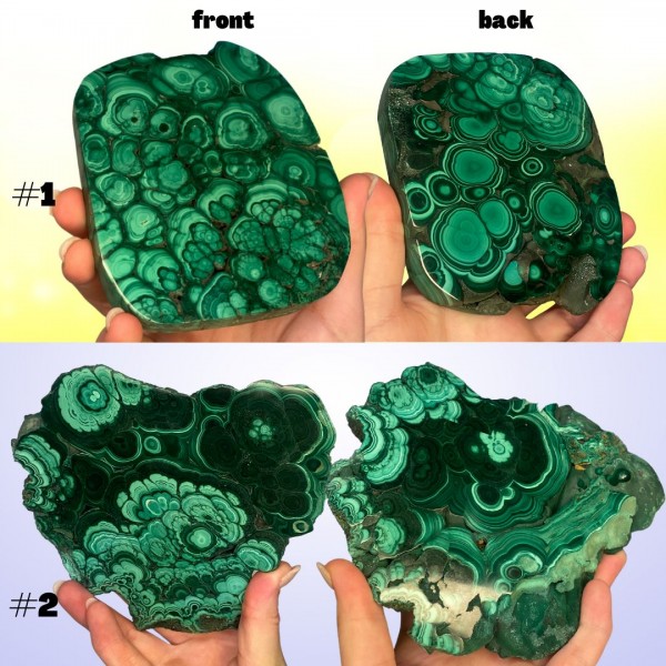 Natural Malachite Crystal Slabs LARGE | Real High Quality | Congo Mineral | Bubbly Druzy -Crystal for Healing Heart, Transformation, Success, Wellness, Manifesting