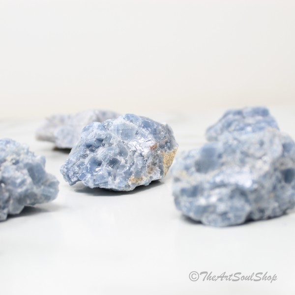 Calmness and Positivity Smooth Blue Calcite Crystal Throat Chakra Anxiety Release