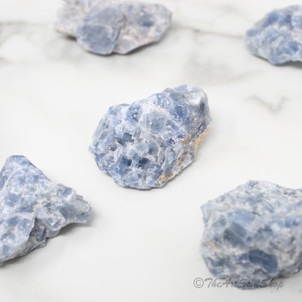 Calmness and Positivity Smooth Blue Calcite Crystal Throat Chakra Anxiety Release