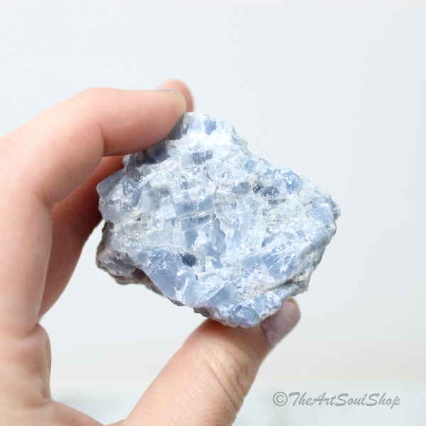 Calmness and Positivity Smooth Blue Calcite Crystal Throat Chakra Anxiety Release