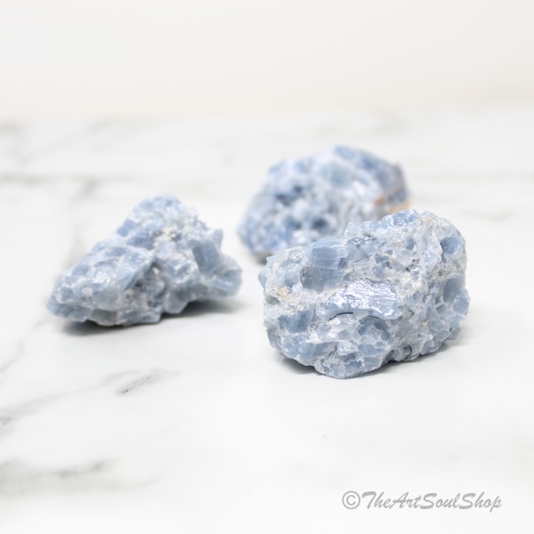 Calmness and Positivity Smooth Blue Calcite Crystal Throat Chakra Anxiety Release