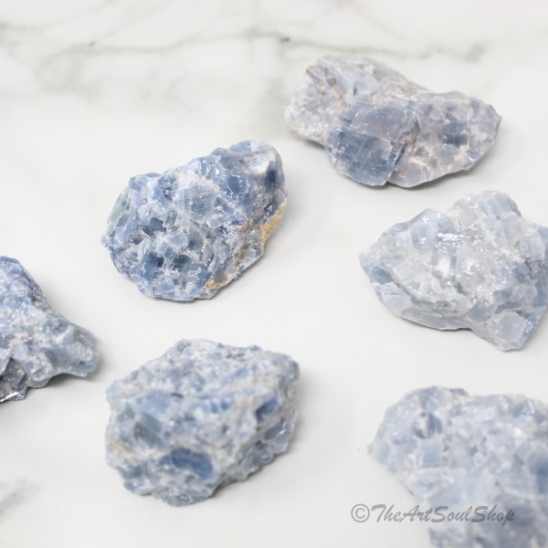 Calmness and Positivity Smooth Blue Calcite Crystal Throat Chakra Anxiety Release
