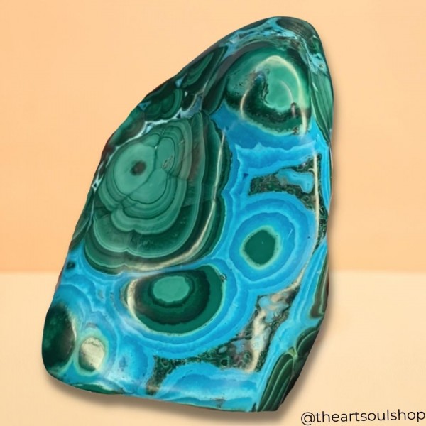 Chrysocolla Malachite Natural Rare Stone| Bright Blue & Green Mineral | Throat, Heart, Solar Plexus Chakra| Beautiful Pattern