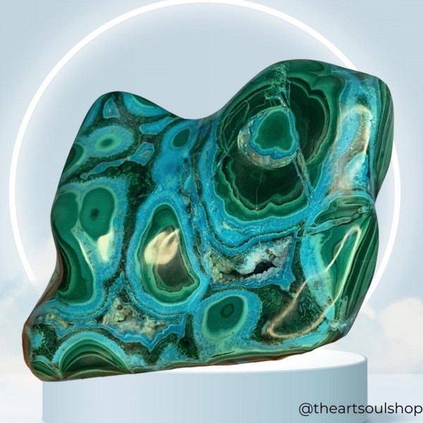 Chrysocolla Malachite Natural Rare Stone| Bright Blue & Green Mineral | Throat, Heart, Solar Plexus Chakra| Beautiful Pattern