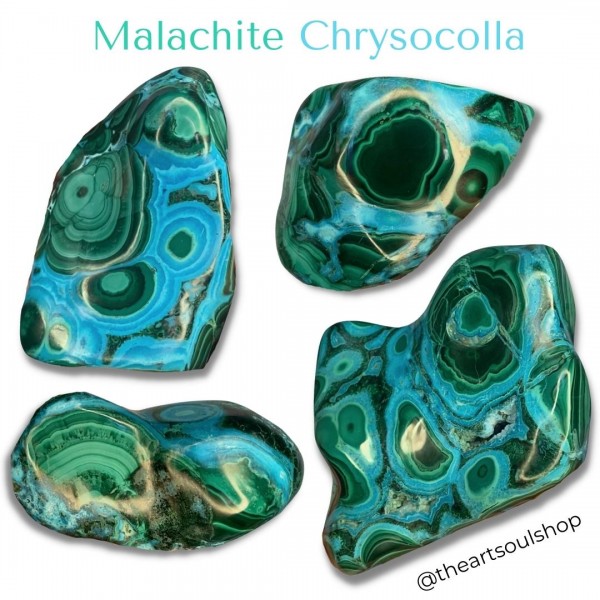 Chrysocolla Malachite Natural Rare Stone| Bright Blue & Green Mineral | Throat, Heart, Solar Plexus Chakra| Beautiful Pattern