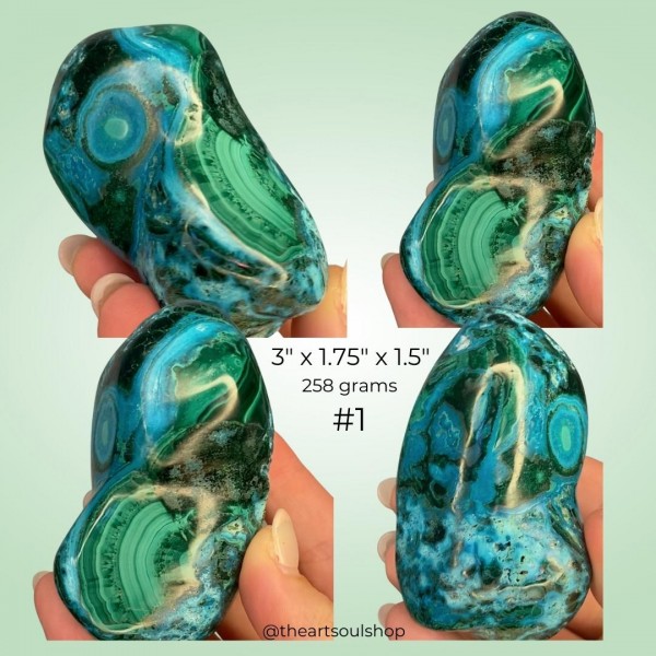 Chrysocolla Malachite Natural Rare Stone| Bright Blue & Green Mineral | Throat, Heart, Solar Plexus Chakra| Beautiful Pattern