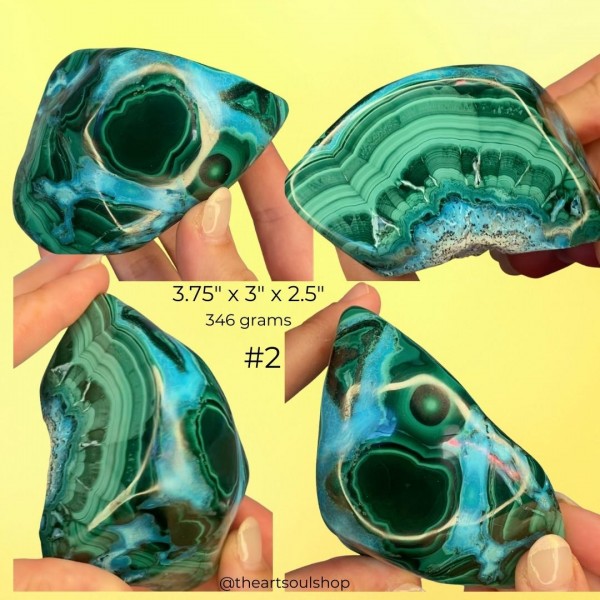 Chrysocolla Malachite Natural Rare Stone| Bright Blue & Green Mineral | Throat, Heart, Solar Plexus Chakra| Beautiful Pattern