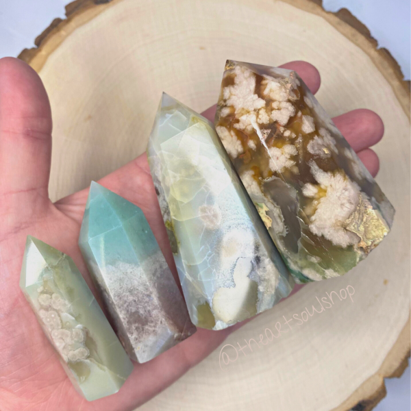 Flower Agate Natural Tower Crystal Point | Cherry Blossom Agate | Colorful Pink Blue Green Orange | Display Pretty Crystal | Love Peace Harmony | Wedding Crystal 
