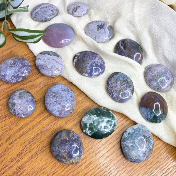 Moss Agate Palmstone | Beautiful Pastels | Natural Crystal Healing 