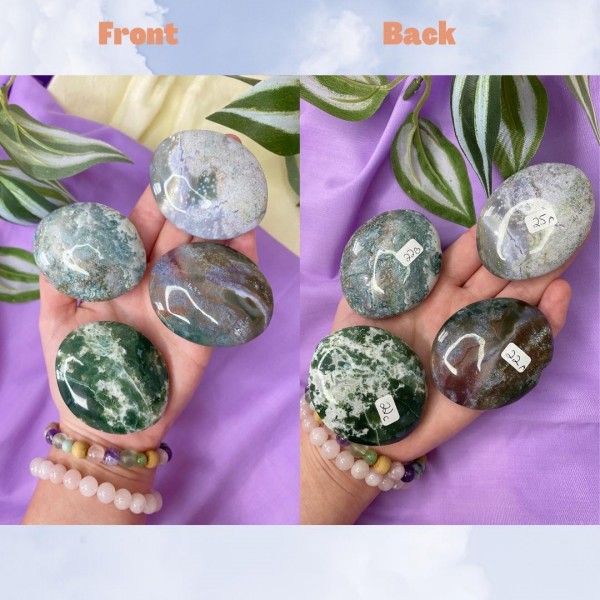 Moss Agate Palmstone | Beautiful Pastels | Natural Crystal Healing 