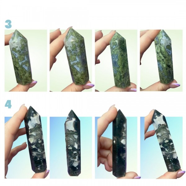Moss Agate Towers | Bright Color Blues and Green | Natural Crystal Healing 