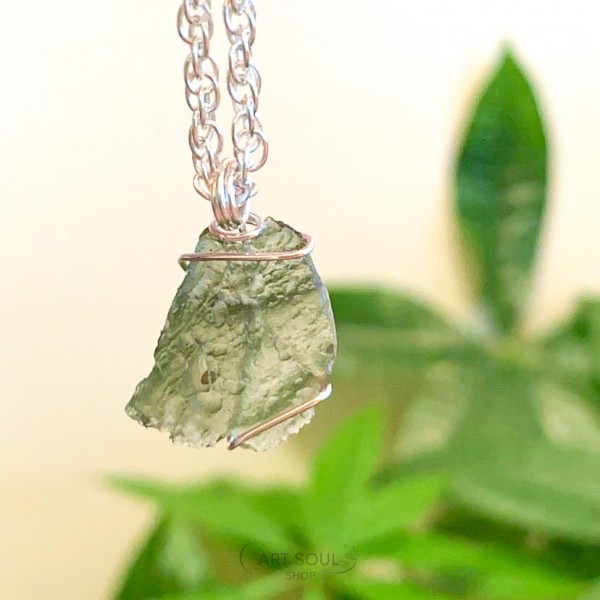 Moldavite Transformation Stone Starborn Meteorite Healing Manifesting Czech Republic Necklace