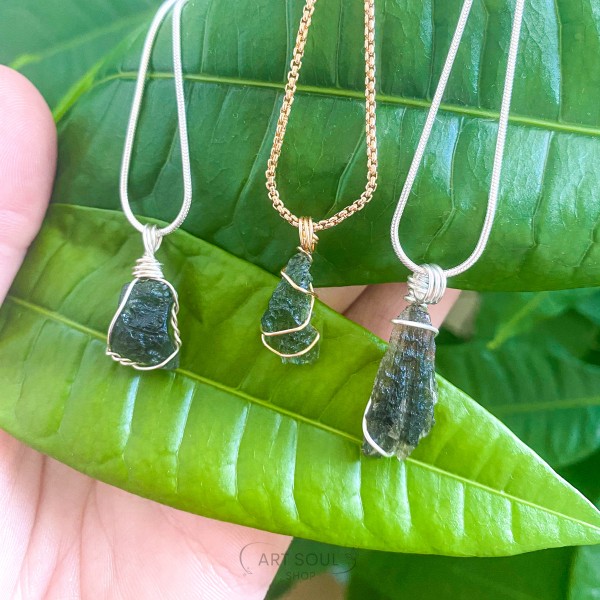 Moldavite Transformation Stone Starborn Meteorite Healing Manifesting Czech Republic Necklace