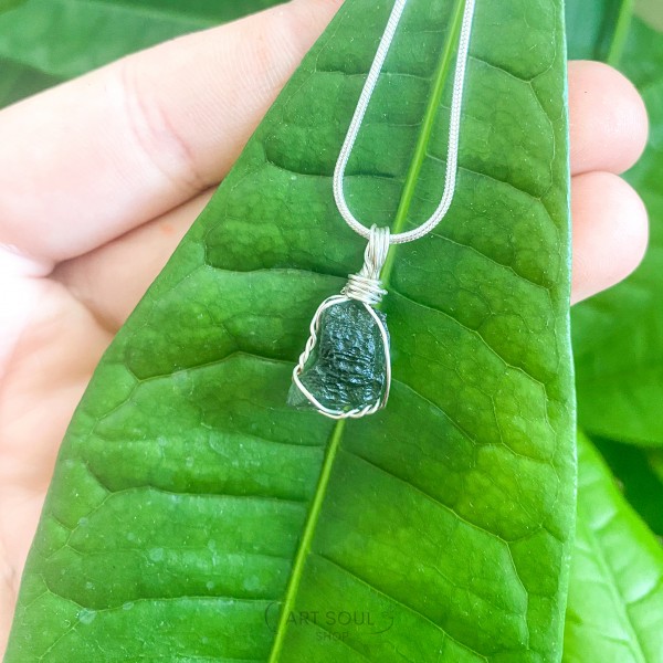 Moldavite Transformation Stone Starborn Meteorite Healing Manifesting Czech Republic Necklace