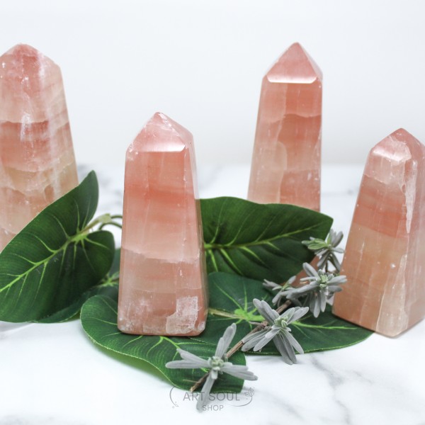 Red Calcite Joy, Love, Energy,  Soothing, Cleansing Rose Calcite Tower