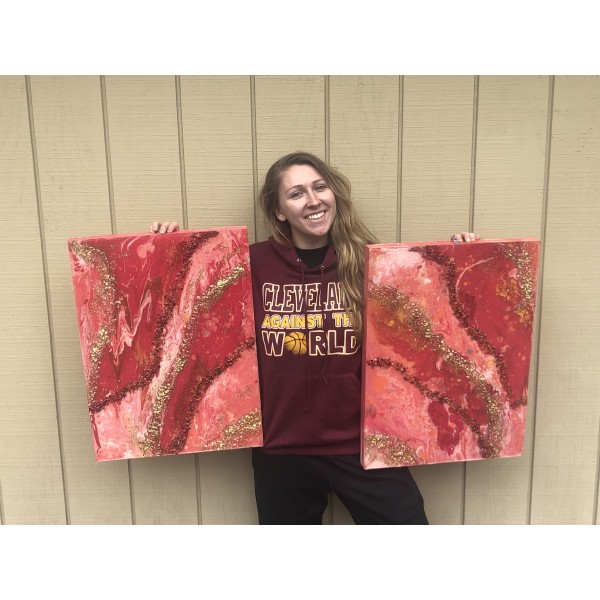 Red Sacral Energy Crystal Geode Painting 