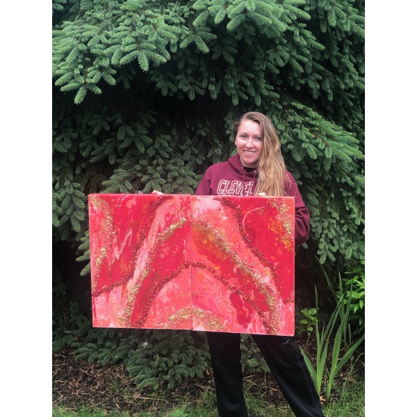 Red Sacral Energy Crystal Geode Painting 